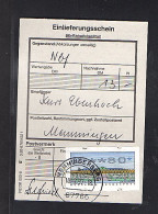 BRD,  Frankierte Einlieferungsschein Mt EF. ATM. 80 Pfg. - Lettres & Documents