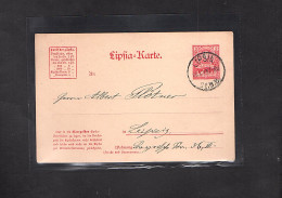 Privatpost, Lipsiakarte 3 Pf Rot In Leipzig 1887 Gelaufen - Private & Lokale Post