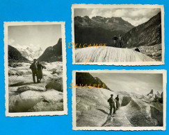 Chamonix 1934 * Traversé De La Mer De Glace * 3 Photos Originales - Lieux