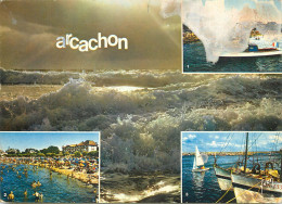 France Arcachon (Gironde) Multi View Stormy Rough Sea, Littoral Types And Scenes And Fishing Boats - Arcachon