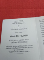 Doodsprentje Maria De Ridder / Hamme 23/9/1923 - 2/1/1997 ( Charles De Clercq ) - Godsdienst & Esoterisme