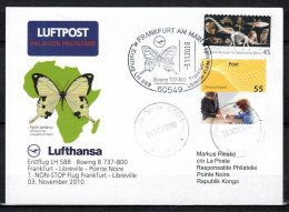 2010 Frankfurt - Pointe Noire     Lufthansa First Flight, Erstflug, Premier Vol ( 1 Card ) - Altri (Aria)