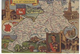 31  - HAUTE GARONNE   - Carte Contour Géographique Du Département Illustre Par JP PINCHON - Altri & Non Classificati