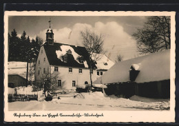 AK Rechenberg-Bienenmühle Im Erzgeb., Ortspartie Mit Kapelle Im Schnee  - Rechenberg-Bienenmühle