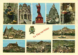 43 - Le Puy En Velay - Multivues - Folklore - Vielle - Blasons - Flamme Postale Exposition Internationale De Dentelle 19 - Le Puy En Velay
