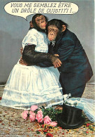 Animaux - Singes - Chimpanzé - Carte à Message - Animaux Humanisés - Edition Abeille Cartes - Mariage - Robe De Mariée - - Monkeys