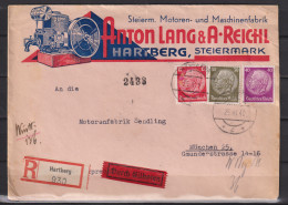 Dt.Reich/Ostmark Illustrierter Firmenbrief Als R-Eilbrief Hartberg 25.XI.40 MiF 519,523,524 Nach München - Storia Postale