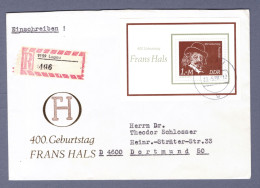 DDR Einschreiben Brief - Block 61 - FDC - 400. Geburstag Frans Hals - Lugau23.9.80 --> BRD Dortmund (DRSN-0004) - Briefe U. Dokumente
