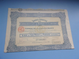 CARBURATEURS CLAUDEL (capital 10,550 Millions) 1925 (levallois Perret) - Other & Unclassified