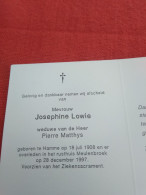 Doodsprentje Josephine Lowie / Hamme 18/7/1908 - 28/12/1997 ( Pierre Matthys ) - Religion &  Esoterik