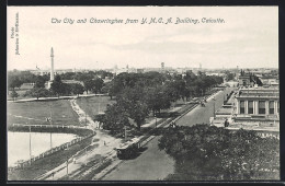 AK Calcutta, The City And Chowringhee From Y. M. C. A. Building, Strassenbahn  - Tram