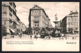 AK Budapest, Kalvinplatz Und Josefs Und Barossgasse Mit Strassenbahn  - Tramways