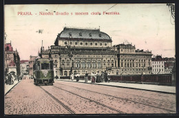 AK Praha, Národni Divadlo S Mostem Cisare Frantiska, Strassenbahn  - Tram