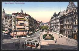 AK Baden-Baden, Leopoldsplatz Mit Hotel Victoria Und Strassenbahn  - Tram