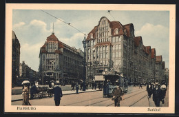 AK Hamburg, Strassenbahn Am Barkhof  - Tramways