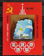 JUEGOS OLIMPICOS MOSCU 80 - TALLINN 80 - HOJA DORADA IMPERFORADA MNH - Voile