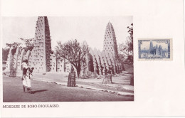 Photo Et Timbre Genre Maximum Correspondant Cote Ivoire Mosquée En Pisé Bobo Dioulasso Construction En Terre - Ivoorkust (1960-...)