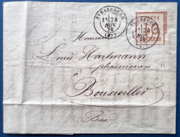 Lettre Alsace Lorraine N°5b (burelage Renversé) 24 NOV 1870 Dateur Français De STRASBOURG Pour BOUXWILLER TTB - Lettres & Documents