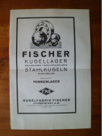 Publicité Industrie Automobile République De Weimar 1929 Roulement à Billes Fischer AG Kugellager Schweinfurt - Publicidad