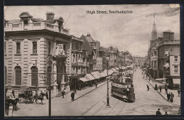 AK Southampton, High Street, Strassenpartie Mit Strassenbahn  - Tramways