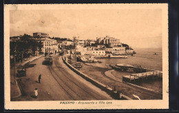 Cartolina Palermo, Acquasanta E Villa Igea, Strassenbahn  - Palermo