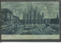 10489 Milano - Al Chiaro Di Luna - Duomo E Piazza Del Duomo - Animata Con Tram - Milano (Mailand)