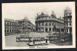 AK Genova, Piazza De Ferrari, Strassenbahn  - Tramways