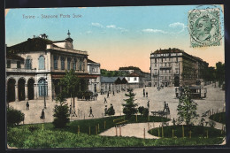 AK Torino, Stazione Porta Susa, Strassenbahn  - Tramways