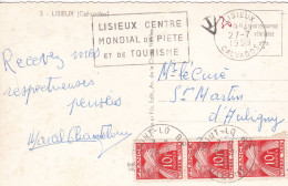 Carte Postale De Lisieux Taxée à St Lô  Distribution à St Martin D'Aubigny 1959 - 1960-.... Storia Postale