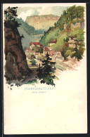 Lithographie Herrnskretschen / Hrensko, Blick Auf Das Dorf In Der Sächs. Schweiz  - Tchéquie