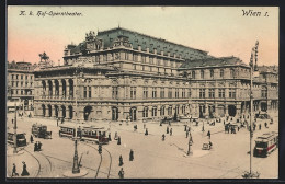 AK Wien, Oper, Davor Strassenbahnen  - Autres & Non Classés