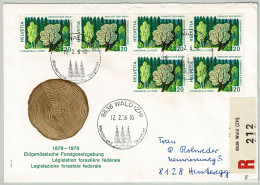 Schweiz / Helvetia 1976, Einschreibebrief Wald - Hinteregg, Forêt / Forest - Storia Postale
