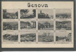 10584 Genova - Cartolina Multiviste : Panorama, Camposanto, Stazione, Mura Degli Zingari Etc - Genova (Genoa)