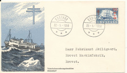 Greenland FDC Tuberculocis Test Ship MISIGSSUT Godthåb 22-5-1958 Sent To Danmark With Nice Cachet - FDC