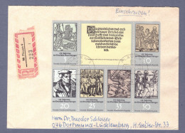 DDR Einschreiben Brief - Kleinbogen (ohne Rand) Bauernkrieg - Plauen 21.3.75 --> Dortmund-Lucklemberg   (DRSN-0013) - Cartas & Documentos