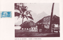 Photo Et Timbre Genre Maximum Correspondant Iles De La Société Cases à Bora Bora Tahiti Polynesie - Autres & Non Classés