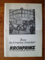 Publicité Industrie Automobile République De Weimar 1929 Roue Jante Kronprinz Stahlräder AG Für Metallindustrie - Publicidad