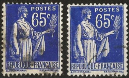 France 1937 - Mi 368 - YT 365/65a ( Type Peace ) Type I & II - 1932-39 Frieden