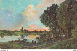 TABLEAU REPRESENTANT UN PAYSAGE RURAL AU BORD D'UNE RIVIERE - Malerei & Gemälde