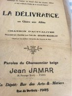 PATRIOTIQUE / LA DELIVRANCE OU GLOIRE AUX ALLIES /JEAN JAMAR CHANSONNIER BELGE /AIR QUAND MADELON - Partitions Musicales Anciennes