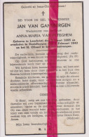Devotie Doodsprentje Overlijden - Jan Van Gansbergen Wedn Anna Van Peteghem - Lochristi 1855 - Destelbergen 1943 - Obituary Notices