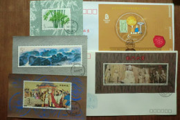 China.5 Souvenir Sheets.2 Of Them On FDC - Storia Postale