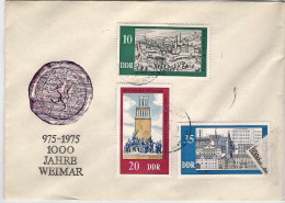 1975-Germania DDR S.3v."Millenario Della Citta' Di Weimar"su Fdc Illustrata,annu - Covers & Documents