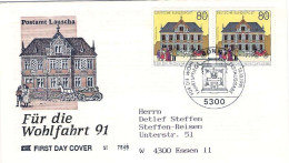 1991-Germania Coppia 80+35p."uffici Postali Del Passato"su Fdc Illustrata - Covers & Documents