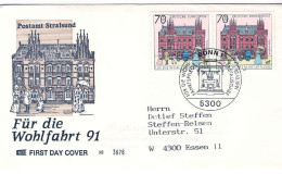 1991-Germania Coppia 70+30p."uffici Postali Del Passato"su Fdc Illustrata - Lettres & Documents