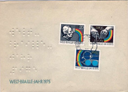 1975-Germania DDR Foglietto S.3v."Anno Mondiale Della Scrittura Braille"su Fdc C - Briefe U. Dokumente