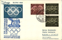 1960-Germania Cartolina Illustrata Olimpiade Di Roma Volo Con Viscount 8 14 Mona - Lettres & Documents