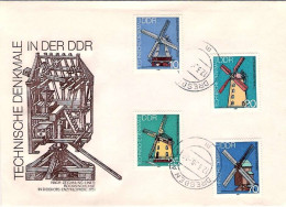 1981-Germania DDR S.4v."Mulini A Vento"su Fdc Con Annullo Di Favore - Brieven En Documenten