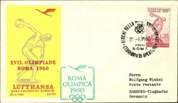 1960-17^ Olimpiade Di Roma Volo Lufthansa Roma Francoforte Amburgo - Airmail