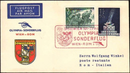 1960-Autriche Osterreich Austria Con BolIo I^ Volo Olimpico AUA Vienna Roma "3"  - Airmail